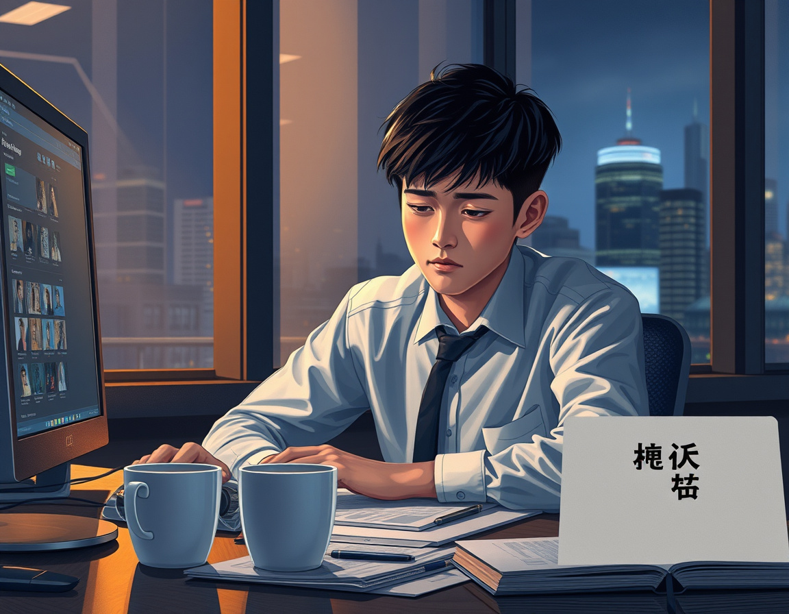 加班的年轻白领