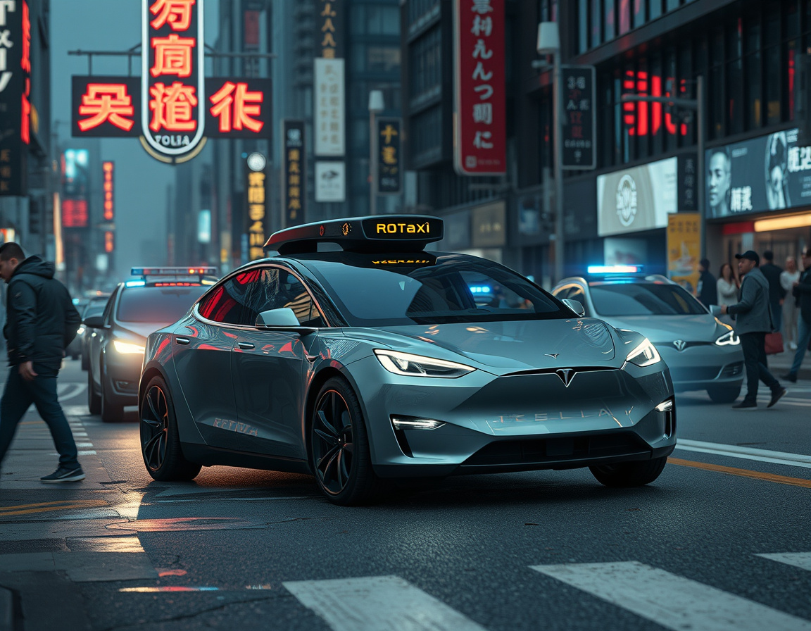 特斯拉Robotaxi撞车现场