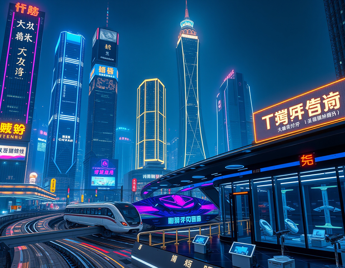 长春城市夜景与创新科技