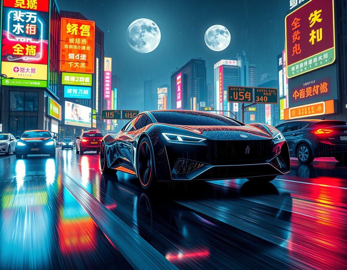 全天候测试车辆在夜间行驶