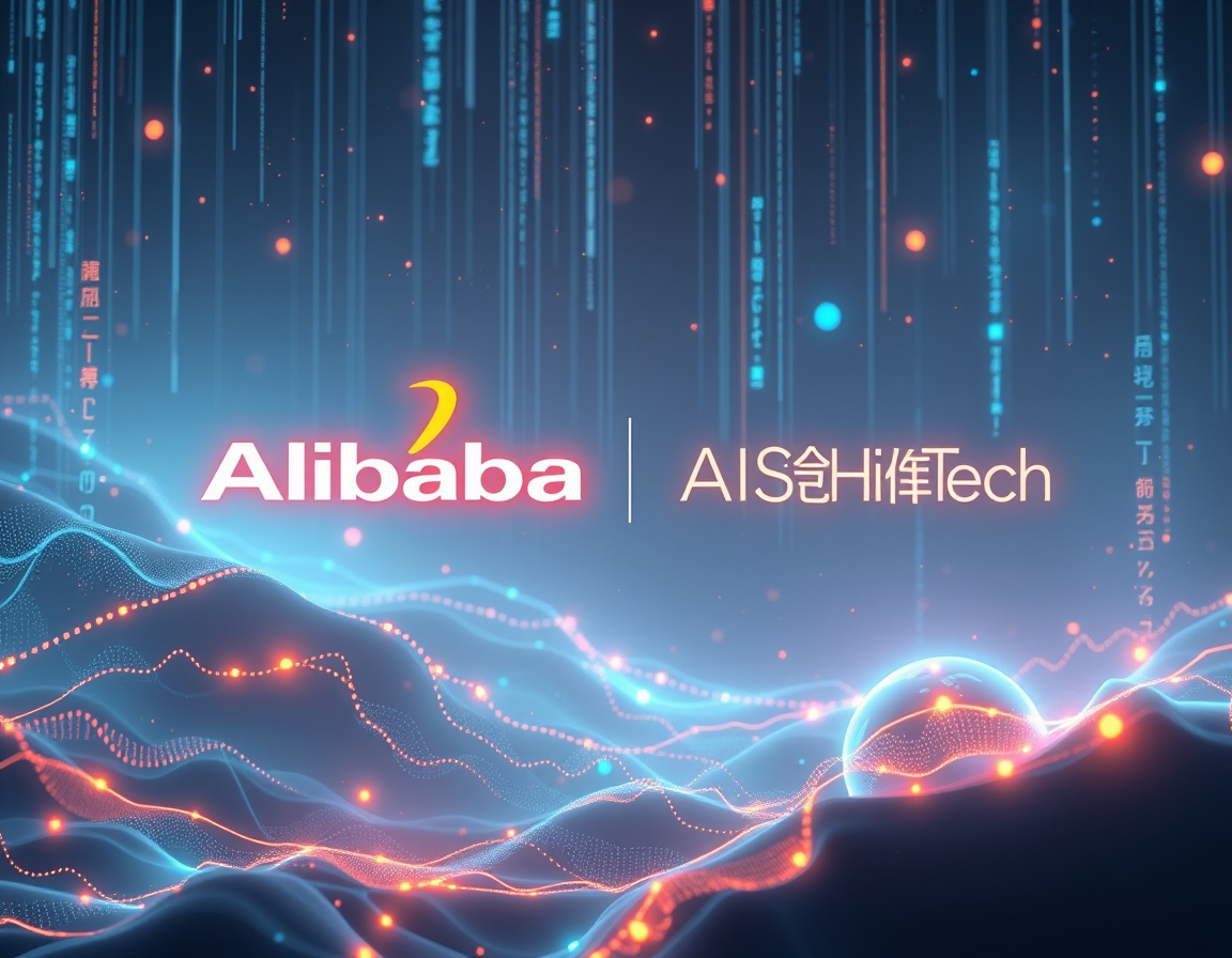 阿里巴巴标志与爱诗科技合作象征