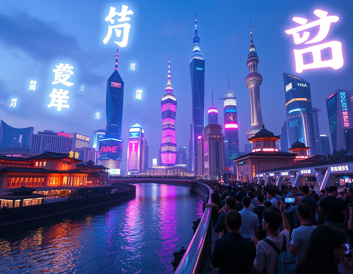 外滩夜景与数字融合