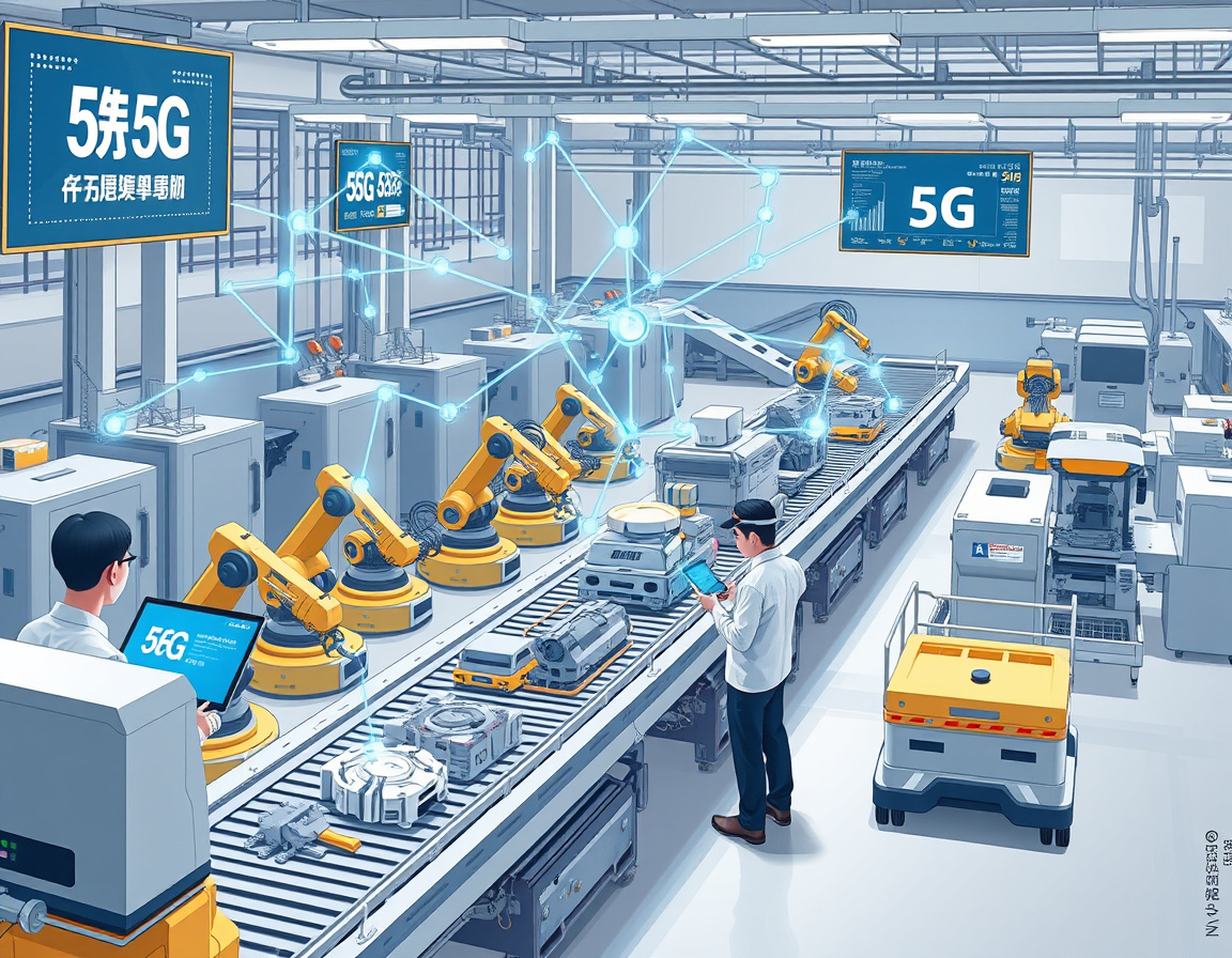 智能工厂与5G融合发展示意图