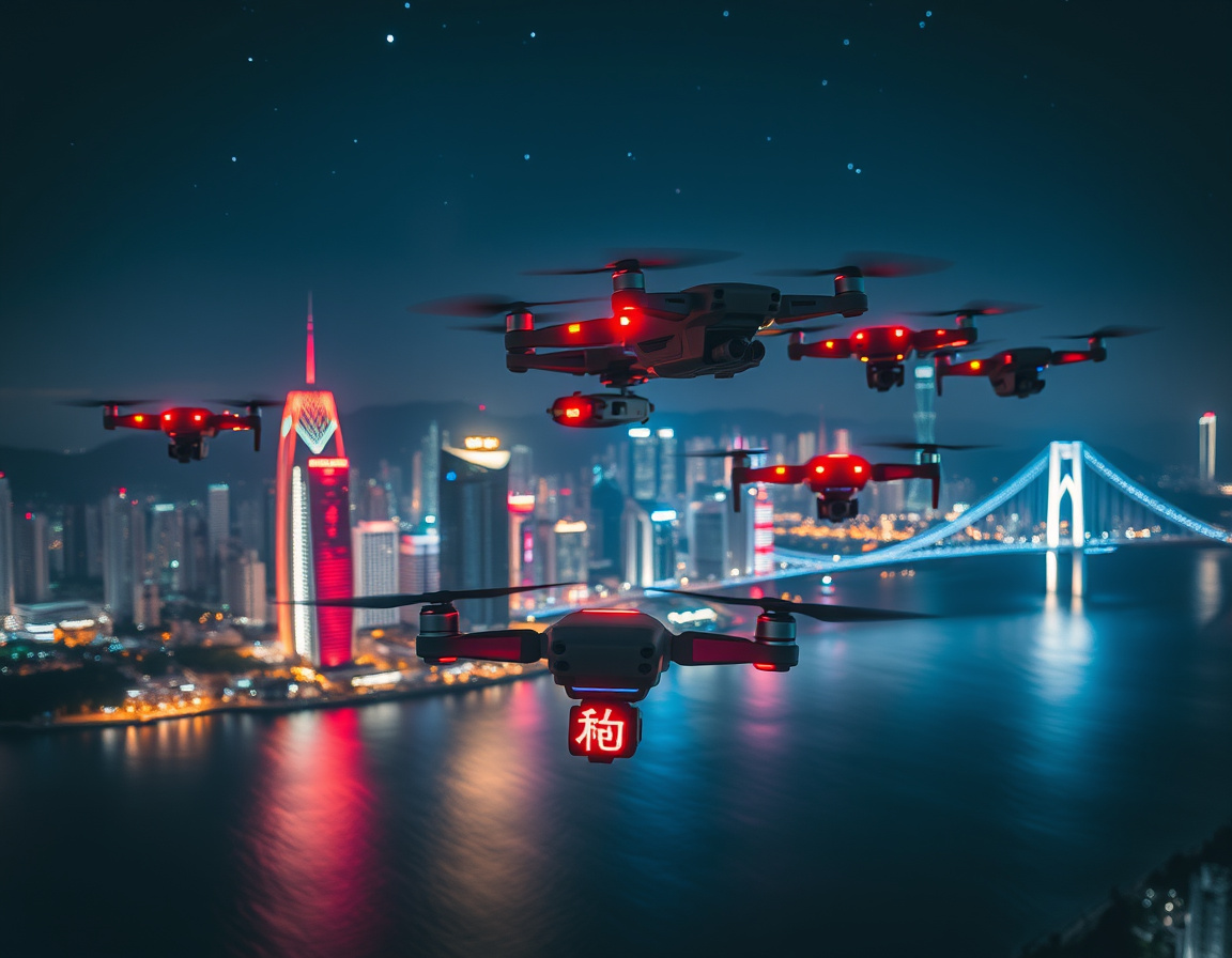 深圳夜航无人机飞行实况