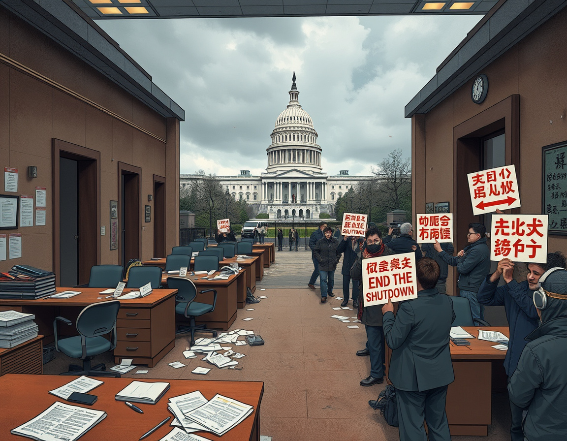 美国政府停摆现场